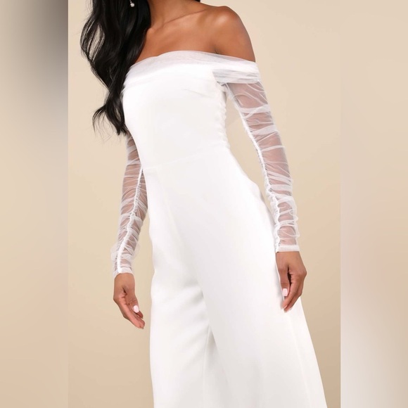 Lulus Eternal Bliss White Tulle Off-the-Shoulder Wide-Leg
Jumpsuit - Picture 2 of 3
